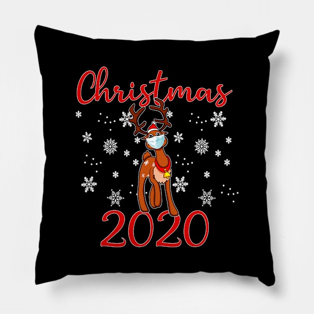 Christmas 2020 Reindeer Quarantine, Cute Xmas Face Mask Gift Pillow by Printofi.com