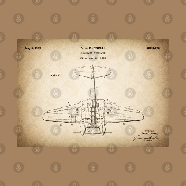 Military Airplane - 1939 Burnelli Patent Drawing - S by SPJE Illustration Photography