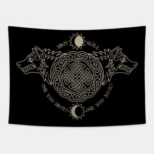 Skoll And I Wolf Fenrir Norse Nordic Tapestry