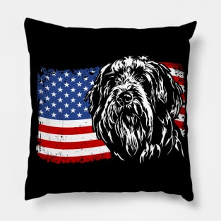 Proud Bearded Collie American Flag patriotic gift dog Pillow