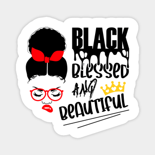 Black American Woman. Black Blessed And Beautirful. Afro American Art Magnet