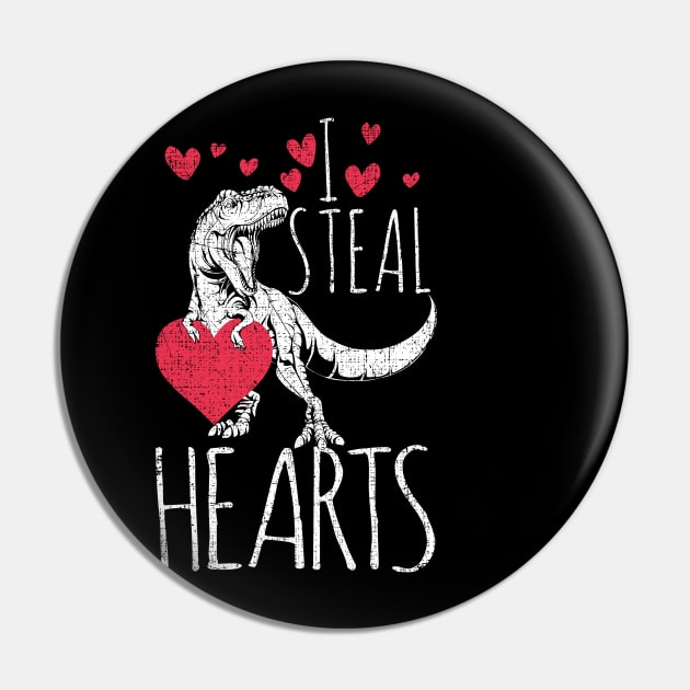 I steal hearts - t-rex dinosaur and heart Pin by ozalshirts