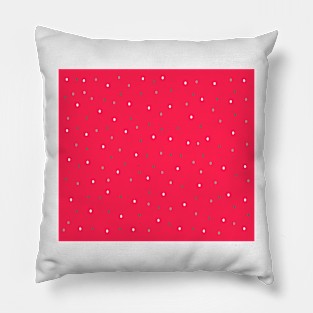 Festive Silver Polka Dots on Red Pillow