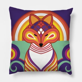 Orange Fox With Purple Skies Pillow