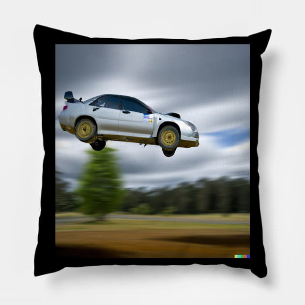 Rally Car In Mid Air Realistic Photograph Art 4 Pillow by JustAnEngineer