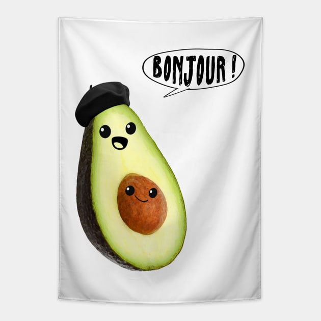 avocado faces french (bonjour) Tapestry by mystudiocreate