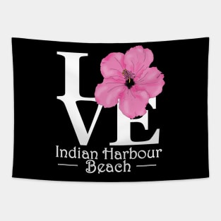 LOVE Indian Harbour Beach Pink Hibiscus Tapestry