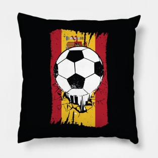 Vintage Spanish Flag with Football // Spain Soccer Pillow