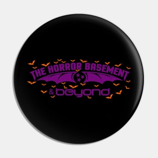 The Horror Basement & Beyond Halloween Purple T-Shirt Pin