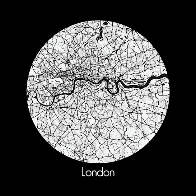 London Circle Black & White by TAD_City Map