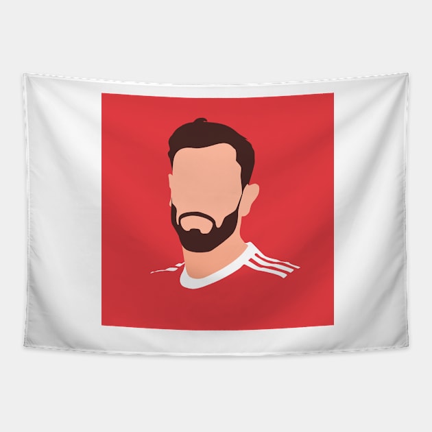 Bruno Fernandes Minimalistic Face Art Tapestry by GotchaFace