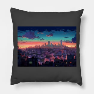 Anime Tel Aviv Reimagined An Animated Interpretation of the Skyline Pillow