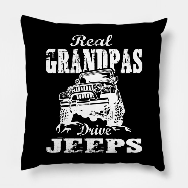 Real Grandpas Drive Jeeps Father's Day Gift Papa Jeep Pillow by Oska Like