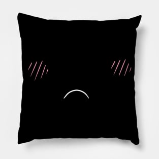 Kawaii Embarrassed Mouth Black Pillow