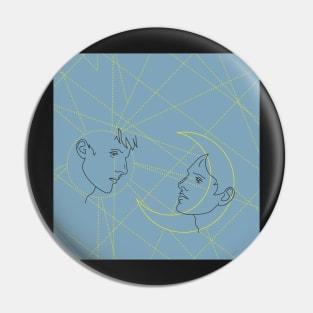 sun and moon - light blue Pin