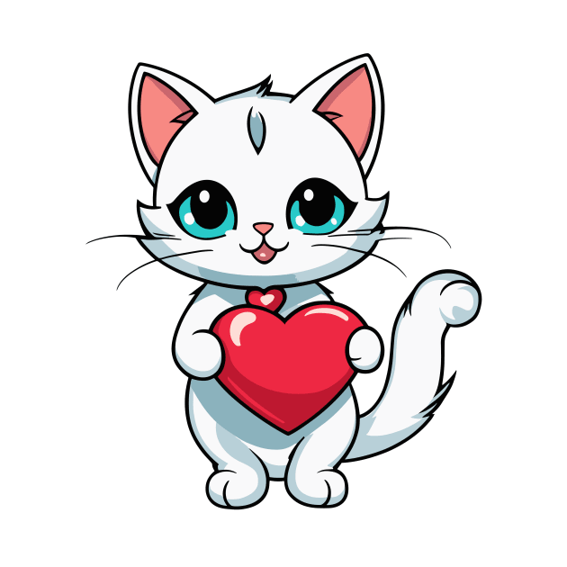 Cat Heart Balloon - Valentines Day by FluffigerSchuh