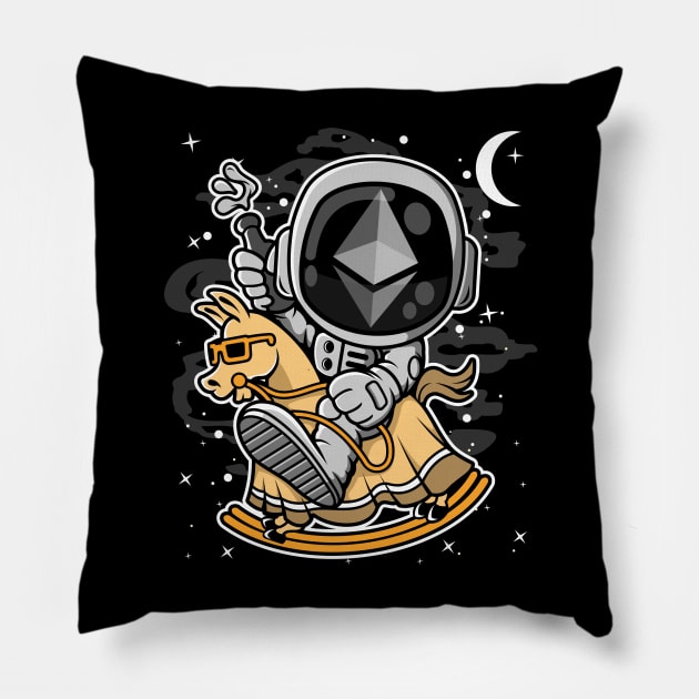 Astronaut Horse Ethereum ETH Coin To The Moon Crypto Token Cryptocurrency Blockchain Wallet Birthday Gift For Men Women Kids Pillow by Thingking About