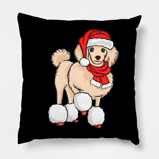 Cute Poodle Santa Wearing Christmas Hat Dog Lover Christmas Gift Pillow by BadDesignCo