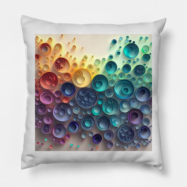 Phantasmal Iridescent circles and dots in exotic colors of Pride ! Pillow by UmagineArts