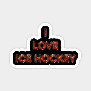 I Love Ice Hockey - Orange Magnet