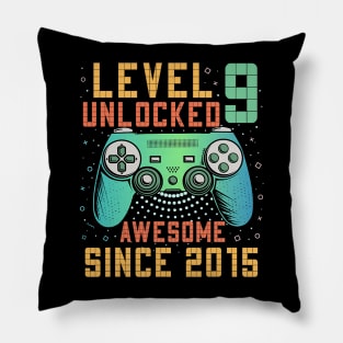 Level 9 Unlocked 9th Birthday 9 Year Old Gifts Gamer Bday Pillow