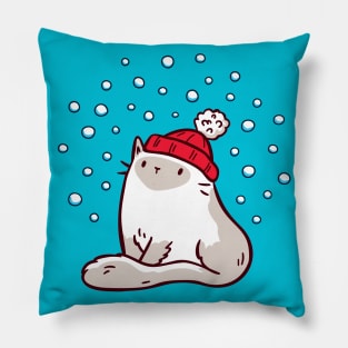 Cute Ragdoll Cat Watching Snowfall Pillow