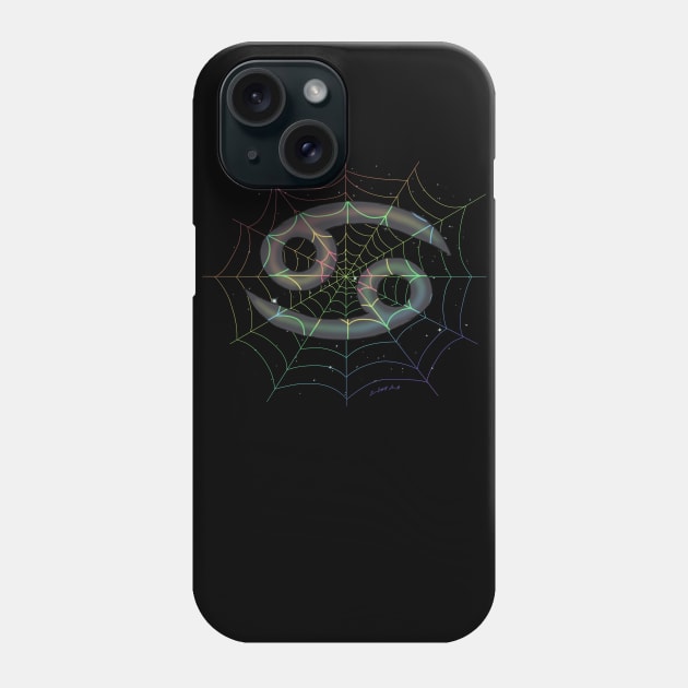 Rainbow spiderweb Cancer Phone Case by HauntedIndigo