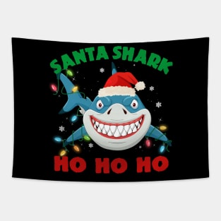 Santa Shark Ho Ho Ho Christmas Tapestry