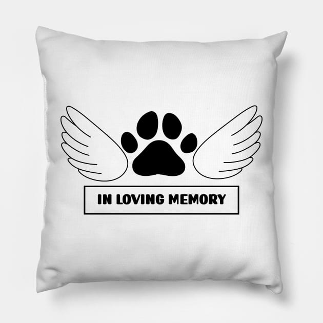 Paw print with angel wings black Pillow by gabis_illust