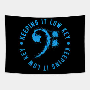 Bass Clef Blue - Keeping It Low Key Funny Music Lovers Gift Tapestry