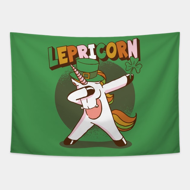 Dabbing Lepricorn | Unicorn Leprechaun Tapestry by SLAG_Creative