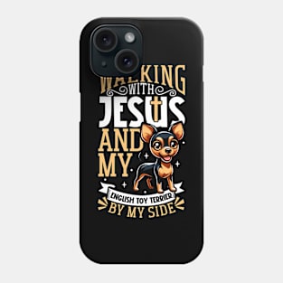 Jesus and dog - English Toy Terrier Phone Case