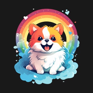 Rainbow Pomeranian Cute Colorful Puppy Dog Lover Art T-Shirt