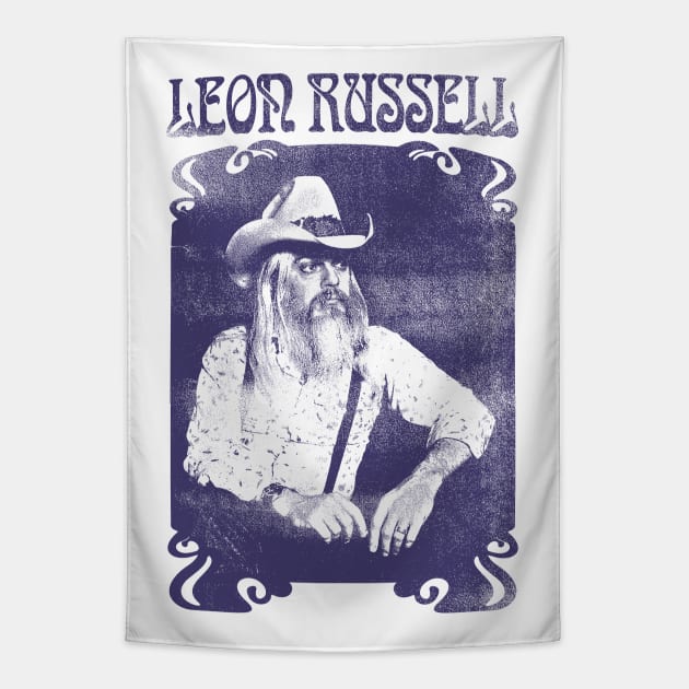 Leon Russell /// Retro Vintage Faded Look Fan Art Design Tapestry by DankFutura