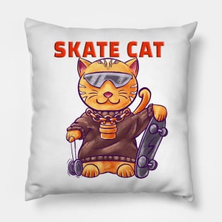 Skate Cat playing Yoyo part of Lucky Cat collection Pillow