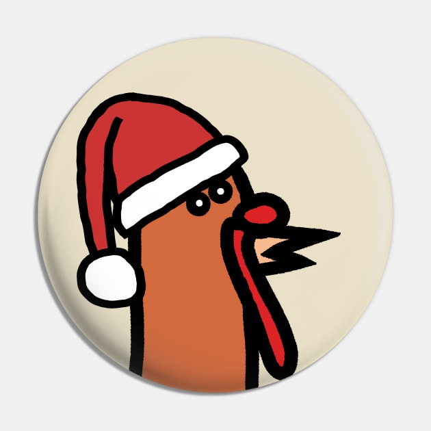 Portrait of Thanksgiving Turkey Wearing Christmas Santa Hat Pin by ellenhenryart