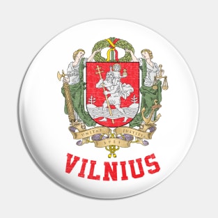 Vilnius - Vintage Distressed Style Crest Design Pin