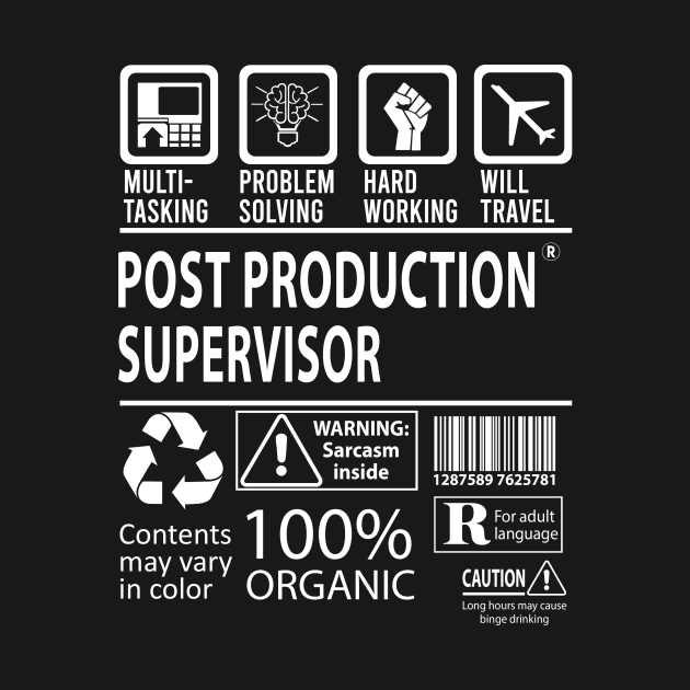 Post Production Supervisor T Shirt - MultiTasking Certified Job Gift Item Tee by Aquastal