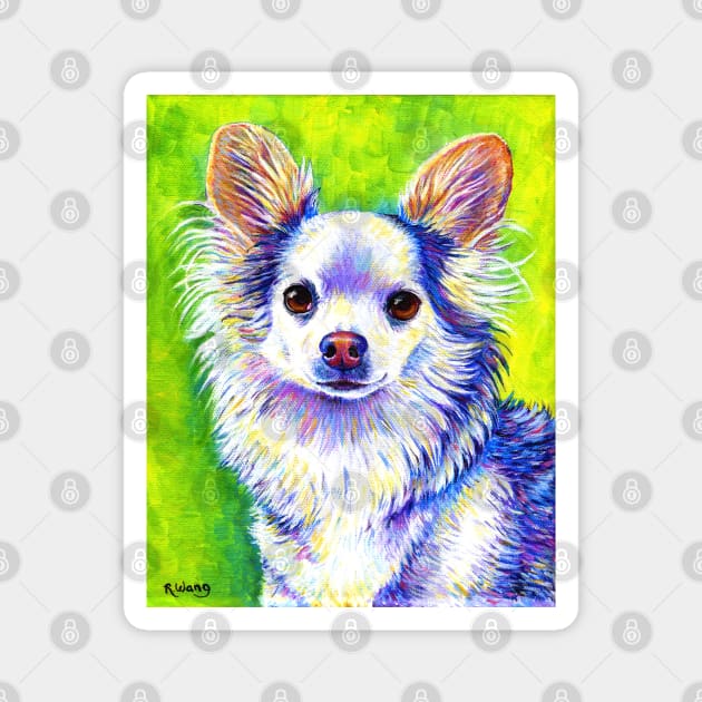 Cute Long Haired Chihuahua Dog Magnet by rebeccawangart