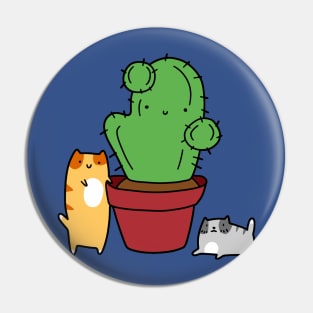 Cactus and Tabby Cats Pin