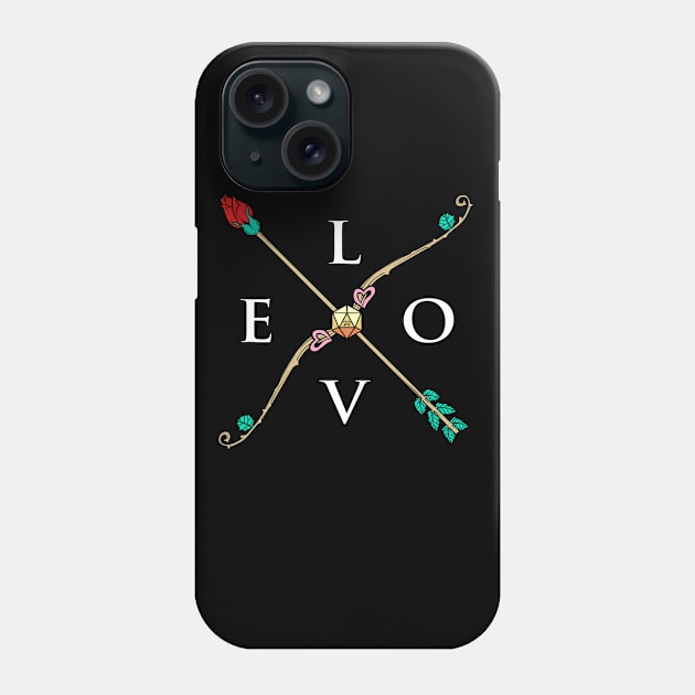 Bow Arrow Valentines Day Love D20 Dice Dungeons Fantasy Tabletop RPG Roleplaying D20 Gamer Phone Case by TheBeardComic