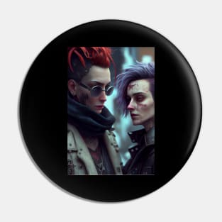 Cyberpunk Lesbian Lovers Pin