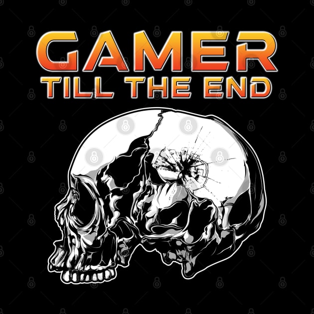 Gamer Till The End Side Skull Orange by Shawnsonart