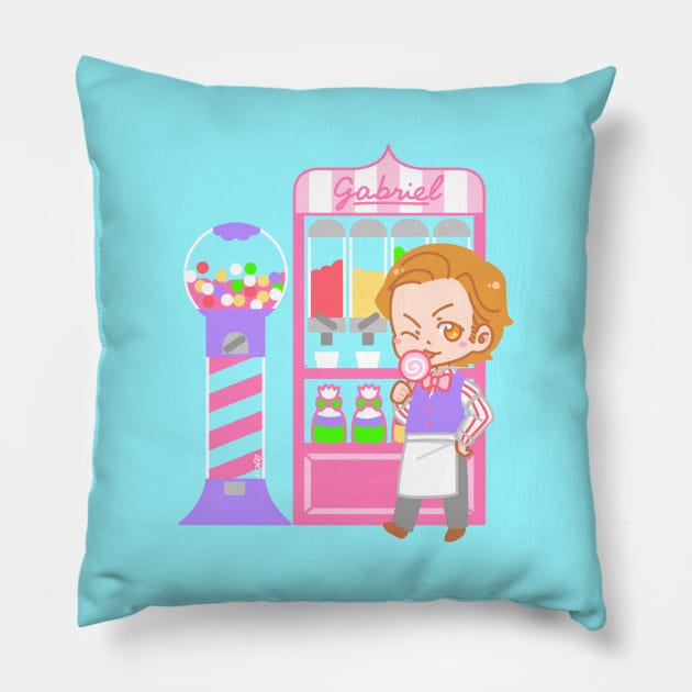 Mr. Trickster's Candy Shop Pillow by kamicom