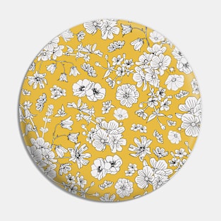 Floral pattern on mustard Pin