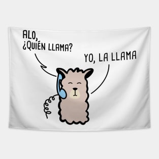 Quién Llama Spanish Pun Tapestry