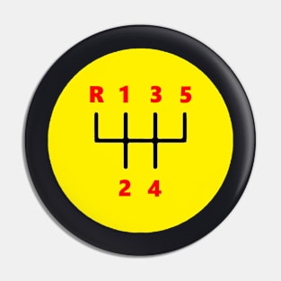 Yellow 5 speed manual shifter logo Pin