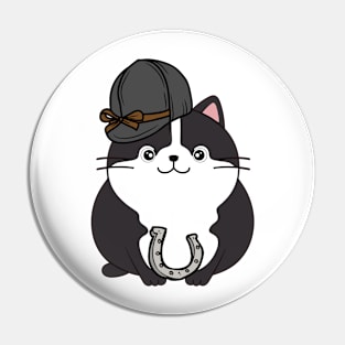 Funny fat cat is ready to ride a horse Pin