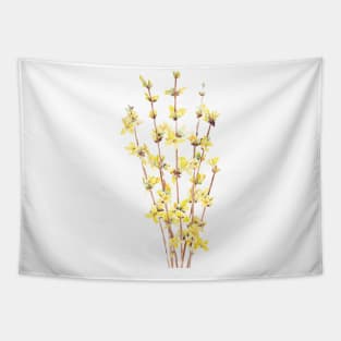 yellow forsythia watercolor Tapestry
