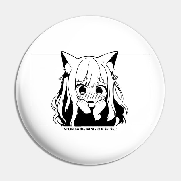 Anime Manga Neko Cat Girl Aesthetic Kawaii Japanese Otaku White Pin by Neon Bang Bang